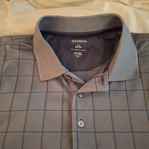 George Men's Polo in Dark Gray Checkered Pattern - Picture 5 of 7